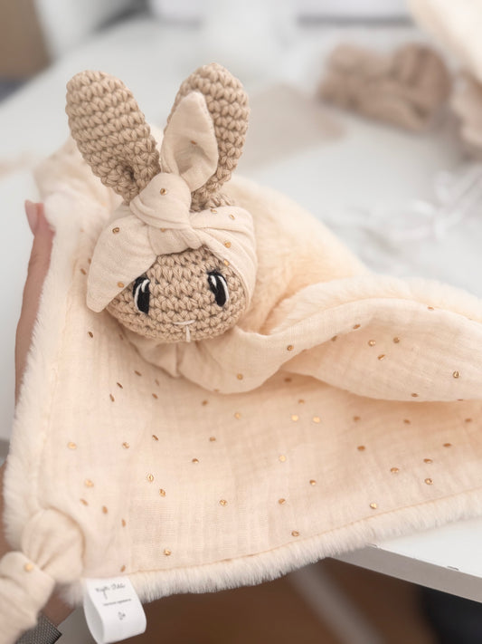 Doudou ma douce lapinette à pois or