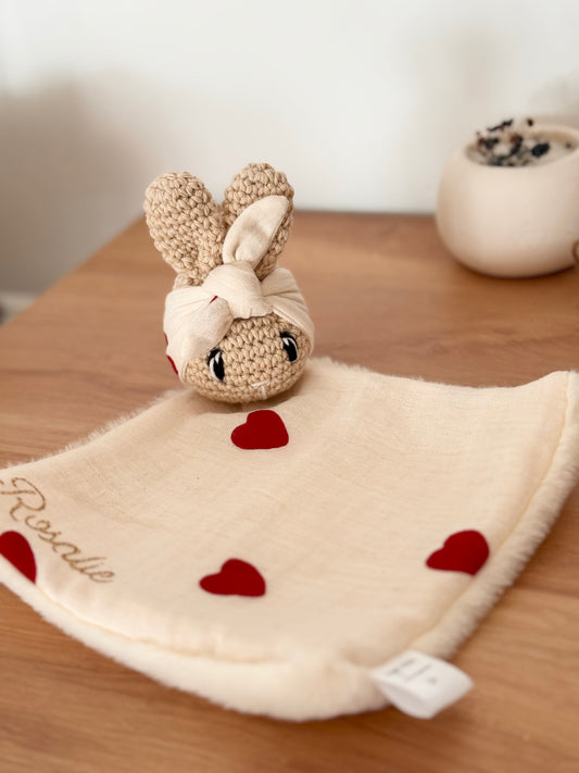 Mini doudou lapinette d'amour